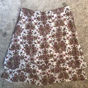 3 Teir Ruffle Paisley White Flow Skirt - Size 10